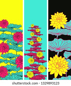 floral bookmarks with lotus pattern in bright shades