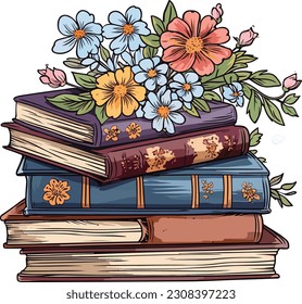 Floral books isolated on a white background, Floral books vector