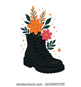 Floral boot illustration Artwork based on original creation assisted by AI