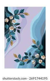 Frontera floral con hojas de marco de fondo Abstractas