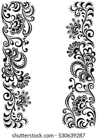 Floral border with abstract fancy flower