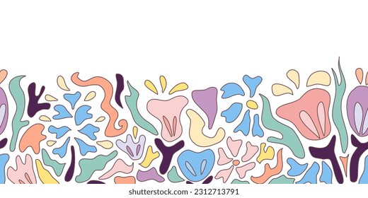 Floral border background banner frame vector illustration for Mother’s day, father’s day, valentines, spring, summer, anniversary template decoration for specials day. Seamless doodle design.