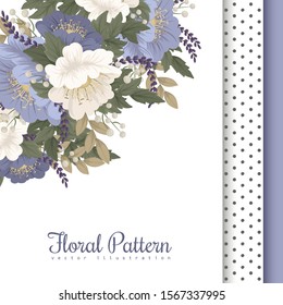 Floral border background - light blue flowers