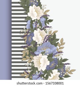 Floral border background - light blue flowers