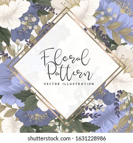 floral border background - light blue flowers
