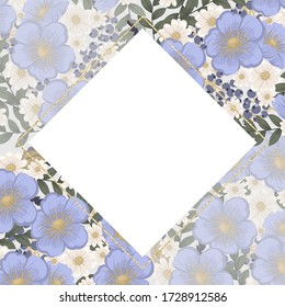 Fondo del borde floral - flores azules claras