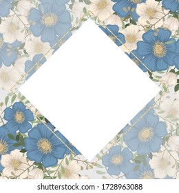 Floral border background - light blue flowers