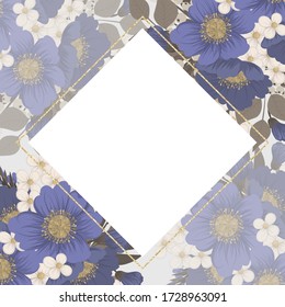 Floral border background - light blue flowers
