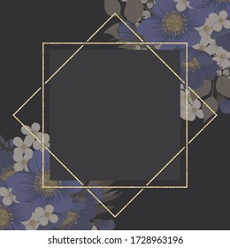 Hintergrund mit Blumenrahmen - hellblaue Blumen