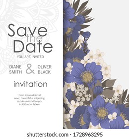Floral border background - light blue flowers