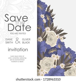 Floral border background - light blue flowers