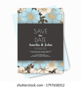 Floral border background - light blue flowers