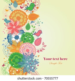 Floral Border with Birds in a Romantic style