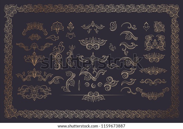 Floral Border for Chapter Book Page Design.\
Italian vintage ornament for vertical Divider or Frame. Isolated\
Retro greeting card or wedding, decoration vignette. Royal\
flourish, headpiece\
template