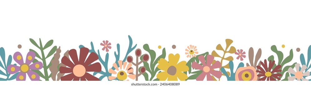 Floral border with colorful abstract floral vector