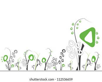 Floral border Border created from artificial flowers in black, white and green