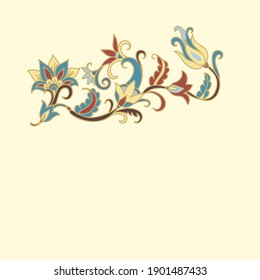 Floral border decor, floral frame on white background