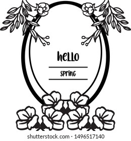 Floral border decorative frame, for banner design hello spring. Vector