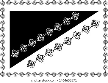 Floral Border design concept - Indian Traditional and Cultural Rangoli, Alpona, Kolam or Paisley vector line art with dark and white background