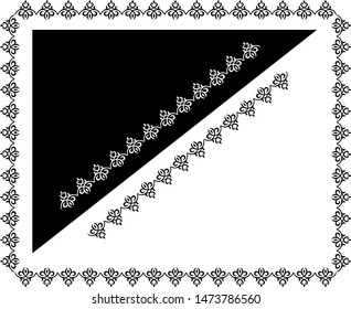 Floral border design concept - Indian Traditional and Cultural Rangoli, Alpona, Kolam or Paisley vector line art with dark and white background