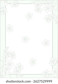 Floral border design, white isolate background