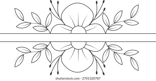 Decoración floral del divisor de frontera. Ilustración vectorial plana.