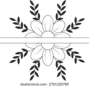 Floral Border Divider Decoration. Flat Vector Illustration.