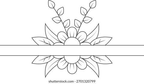 Floral Border Divider Decoration. Flat Vector Illustration.