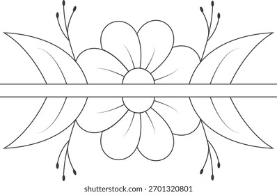 Floral Border Divider Decoration. Flat Vector Illustration.
