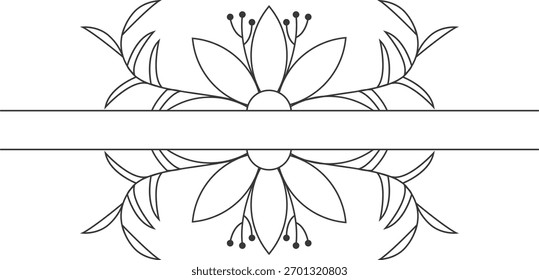 Floral Border Divider Decoration. Flat Vector Illustration.