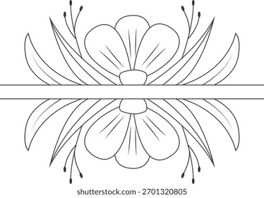 Floral Border Divider Decoration. Flat Vector Illustration.