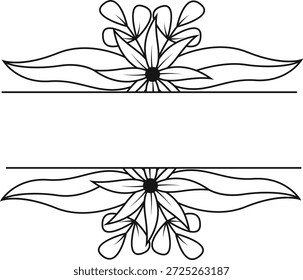 Divisor de borde floral en estilo dibujado a mano. Aislado sobre fondo blanco. Ilustración vectorial.