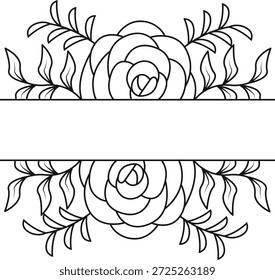 Divisor de borde floral en estilo dibujado a mano. Aislado sobre fondo blanco. Ilustración vectorial.