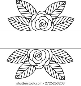 Divisor de borde floral en estilo dibujado a mano. Aislado sobre fondo blanco. Ilustración vectorial.