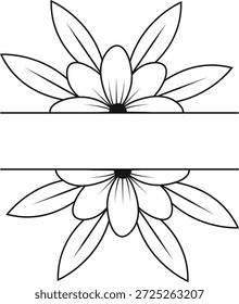 Divisor de borde floral en estilo dibujado a mano. Aislado sobre fondo blanco. Ilustración vectorial.