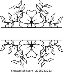 Divisor de borde floral en estilo dibujado a mano. Aislado sobre fondo blanco. Ilustración vectorial.