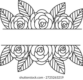 Divisor de borde floral en estilo dibujado a mano. Aislado sobre fondo blanco. Ilustración vectorial.