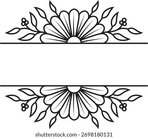 Floral Border Divider on White Background. Vector Illustration.