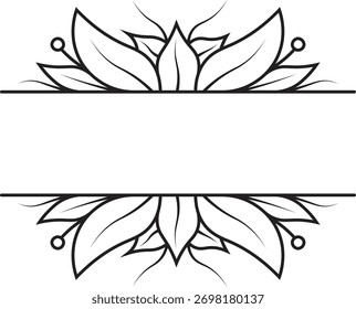 Floral Border Divider on White Background. Vector Illustration.