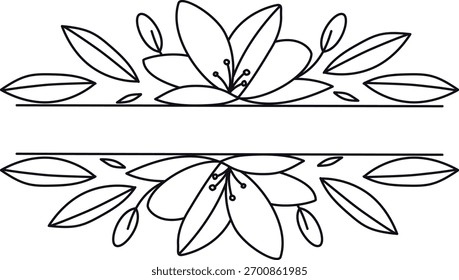 Divisor de borde floral. Ilustración vectorial en concepto minimalista.