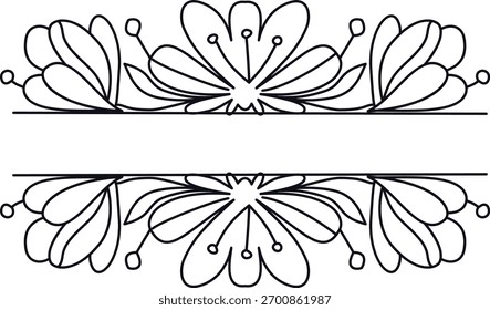 Floral Border Divider. Vector Illustration in Minimalist Concept.