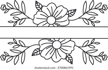 Divisor de borde floral. Ilustración vectorial en concepto minimalista.
