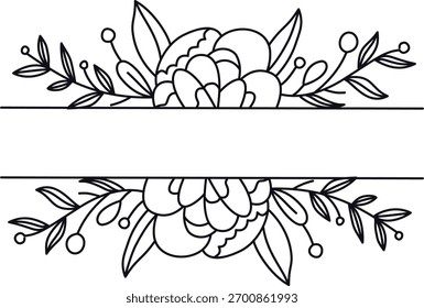 Divisor de borde floral. Ilustración vectorial en concepto minimalista.