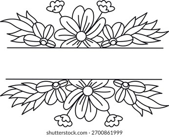 Floral Border Divider. Vector Illustration in Minimalist Concept.