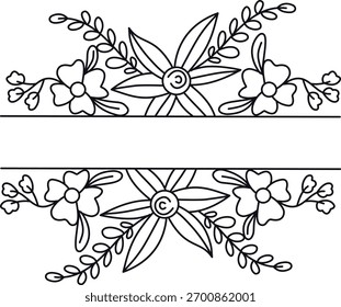 Divisor de borde floral. Ilustración vectorial en concepto minimalista.