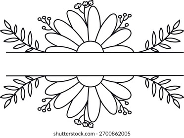Floral Border Divider. Vector Illustration in Minimalist Concept.