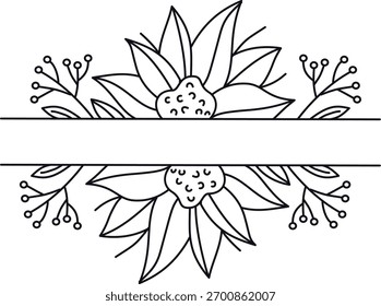 Floral Border Divider. Vector Illustration in Minimalist Concept.