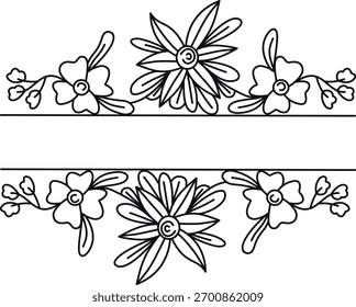 Divisor de borde floral. Ilustración vectorial en concepto minimalista.