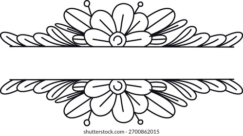 Floral Border Divider. Vector Illustration in Minimalist Concept.