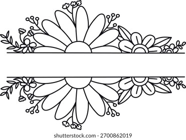 Divisor de borde floral. Ilustración vectorial en concepto minimalista.